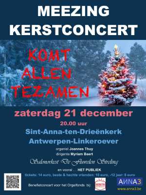 ANNA3 | Meezing-Kerstconcert - Komt allen tezamen | Zaterdag 21 december 2019 | 20 uur | Sint-Anna-ten-Drieënkerk Antwerpen Linkeroever